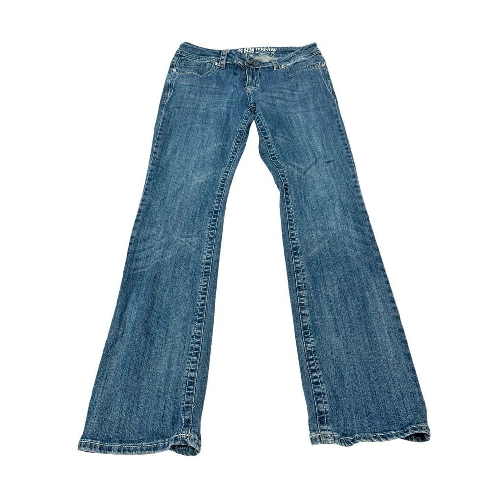 Zenim Denim Jeans Waist 32 Mid Low Natural Waist  Medium Wash Embellished